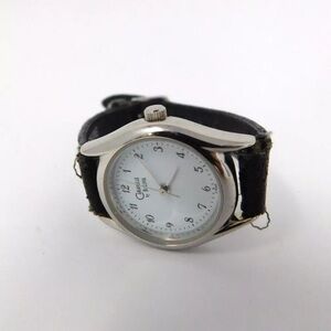 Caravelle by Bulova Women's Vintage Watch White Dial Black Leather 47E02 Mineral
